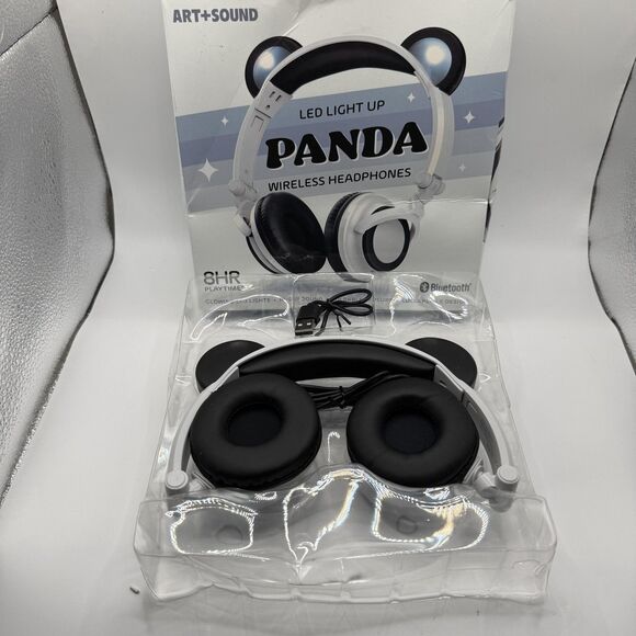 ART+SOUND Panda LED Light Up Wireless Bluetooth Kids Headphones 8HR Playtime - Picture 6 of 6